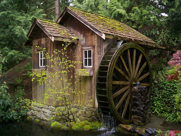 mill, waterwheel, watermill, old, antique, historic, water