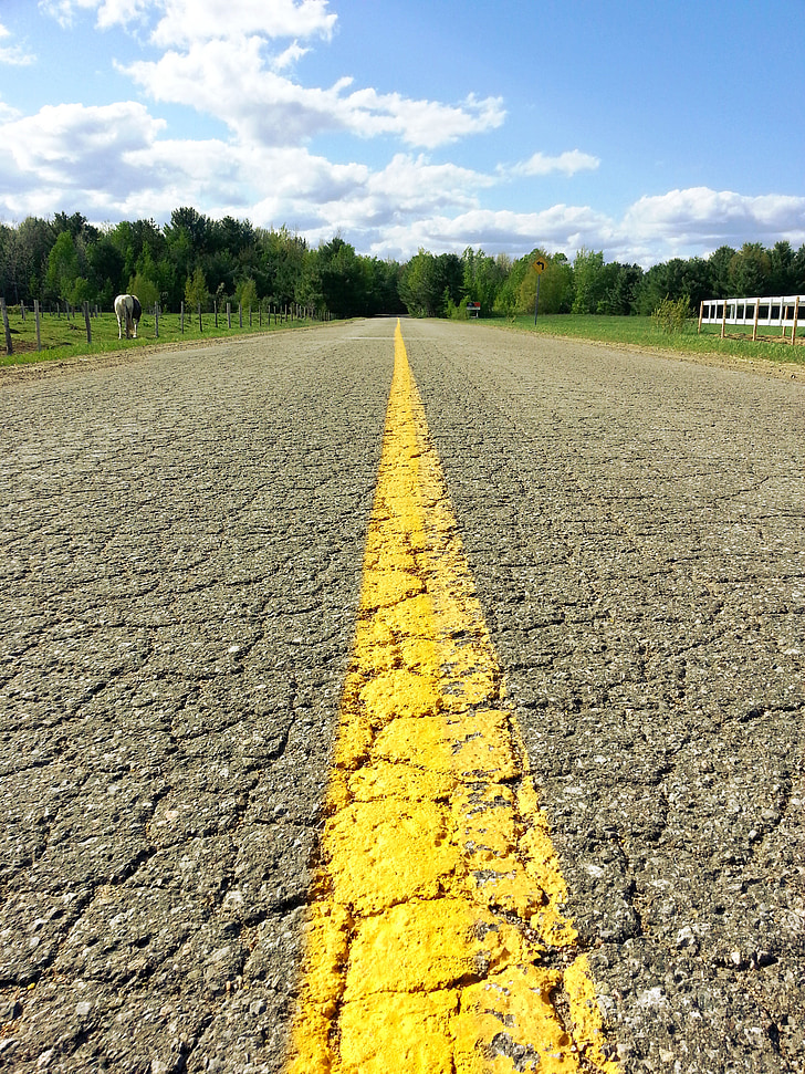 country, road, asphalt, strip line, countryside, route, way