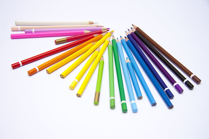 bojice, djeca, za crtanje, zaslon, boja, u boju, olovke u boji