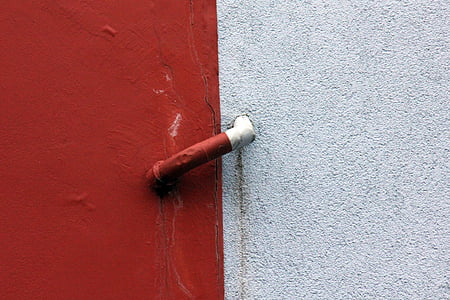 rot, weiß, Hauswand, Farbe