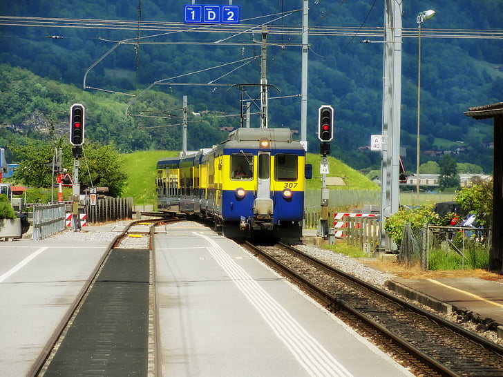 Suíça, Trem, Estação, depósito, viagens, transporte, faixas