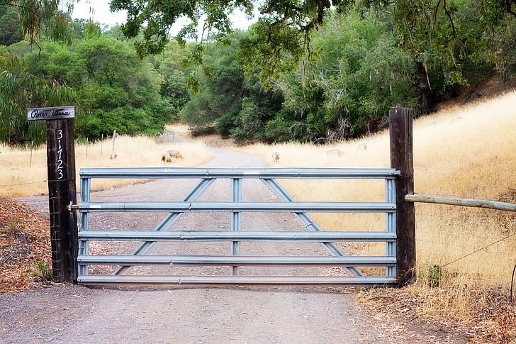 fence gate, rural, gate, iron gate, country, natural, field