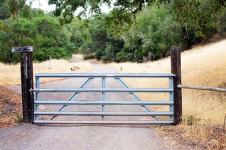puerta de la cerca, rural, puerta, puerta de hierro, país, natural, campo