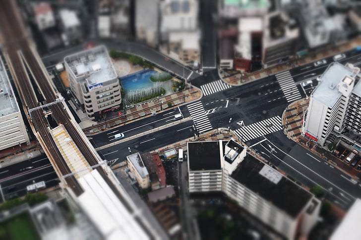 Junction, kruising, stedelijke, verkeer, vervoer, weg, richting