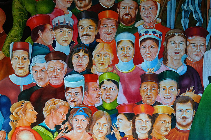 painting, human, faces, middle ages, image, colorful, color
