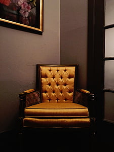 インテリア, 椅子, クッション, ゴールド, 真鍮, 木材, 絵画