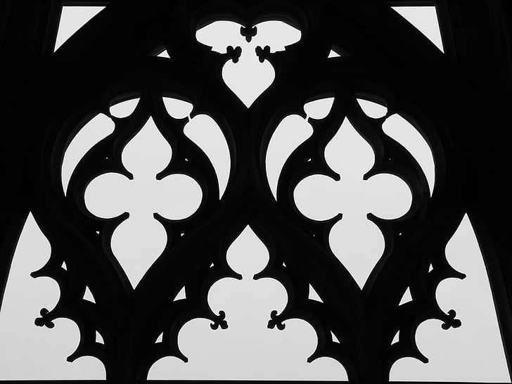 gothique, Moyen-Age, Cathédrale d’Ulm, fenêtre de, noir et blanc, Pierre de sable, bâtiment