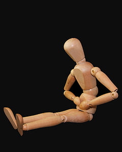 фигура, мъж, седя, bellyache, болки в стомаха, кукла, holzfigur