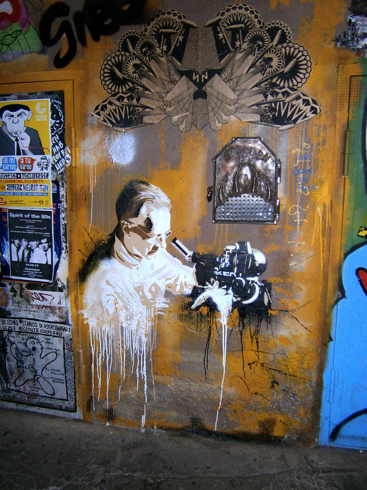 grafiti, sienas, freska, murals, apelācijas sūdzība, vīrietis, pētnieki