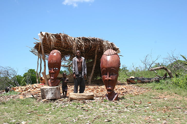 Inhambane, obrtniki, Mozambik, lesenih, kiparstvo, Kip, ustvarjalni