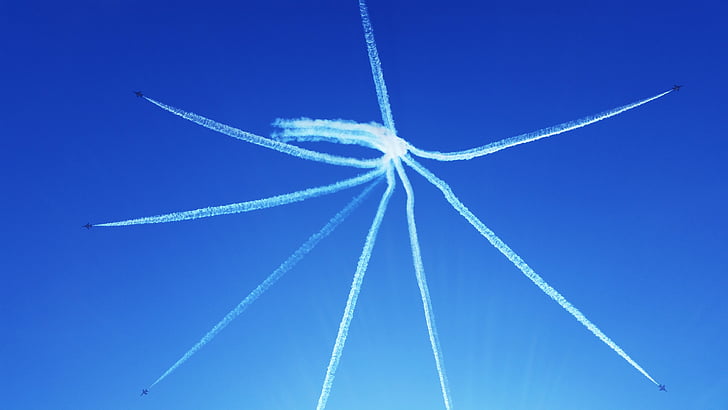 flyveopvisning, offentlige, flyvning, fly, contrails, Cloud