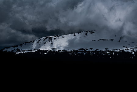 landscape, photography, mountain, covered, snow, clouds, sky