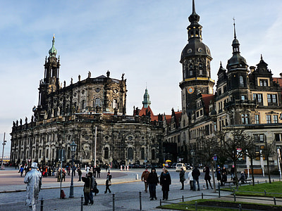 замъка църква, Германия, Дрезден, замък, театрален площад