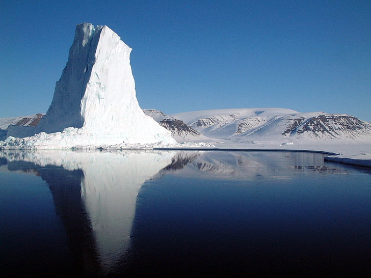 Ice berg, reflecţie, apa, plutitoare, ocean, mare, albastru