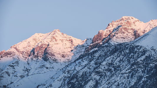 kraštovaizdžio, fotografija, kalnų, kuriems, sniego, žiemą, temperat ūros