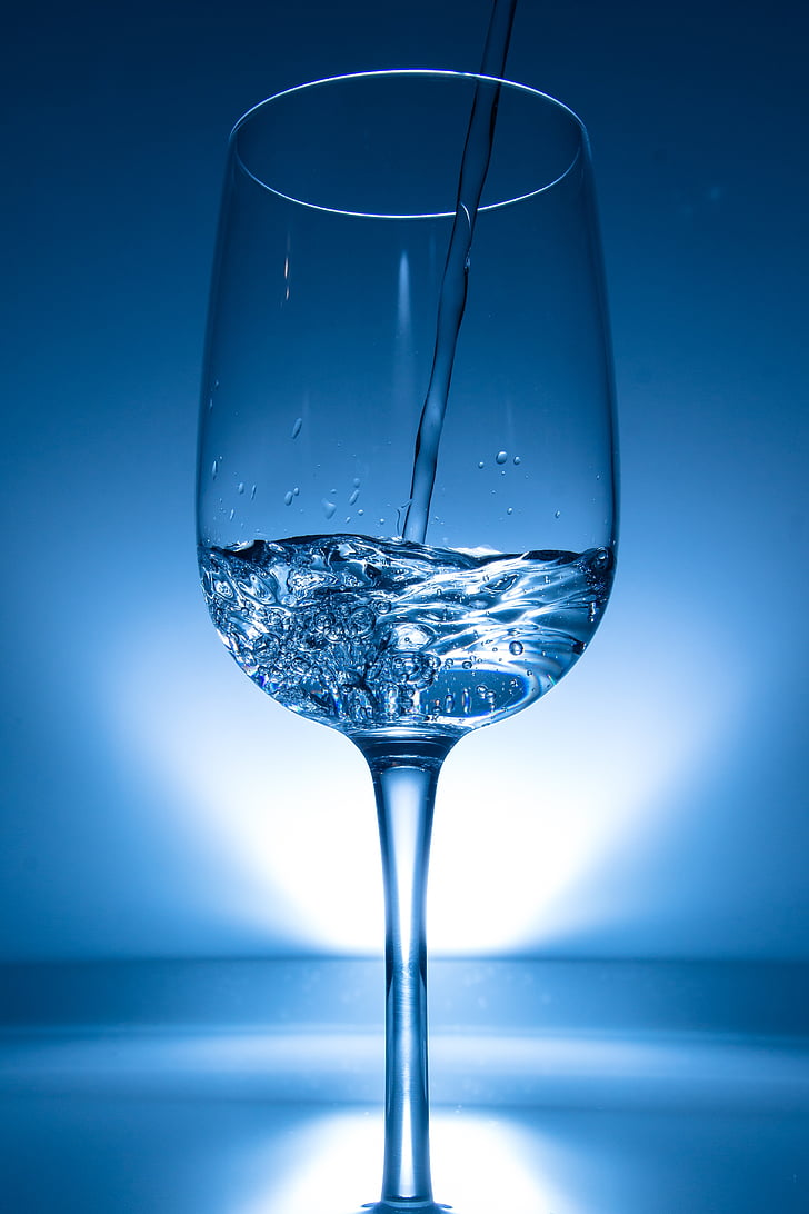 Copa de vi, l'aigua, líquid, clar, fotografia de la Highspeed, ulleres, injectar