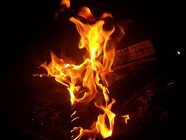 campfire, fire, burning, flame, bonfire, heat, burn