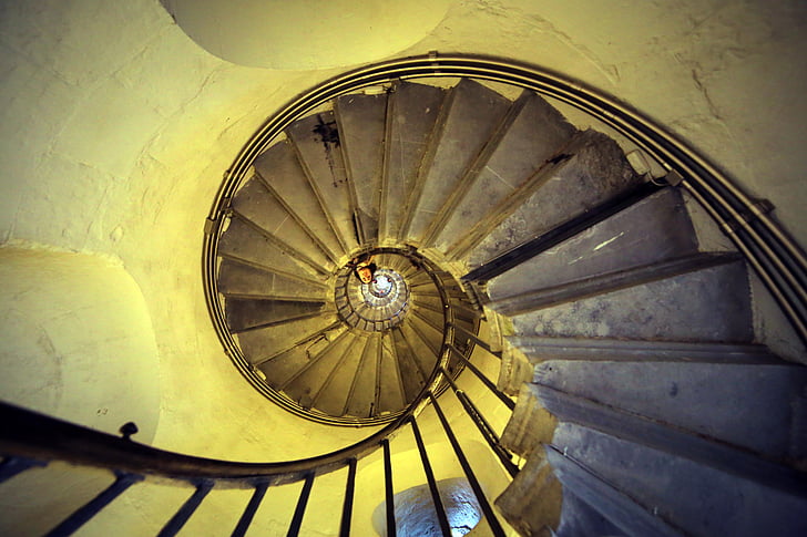 escales, cargol, arquitectura, Barana, espiral, Cerca, mirar cap avall