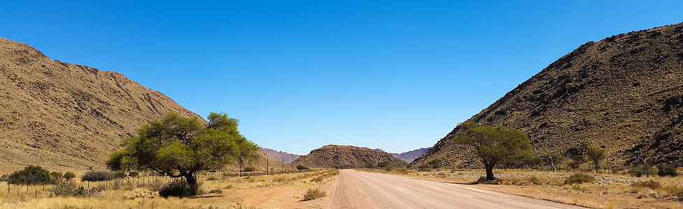 África, Namíbia, natureza selvagem, paisagem, estrada, Karg, montanhas de tiras