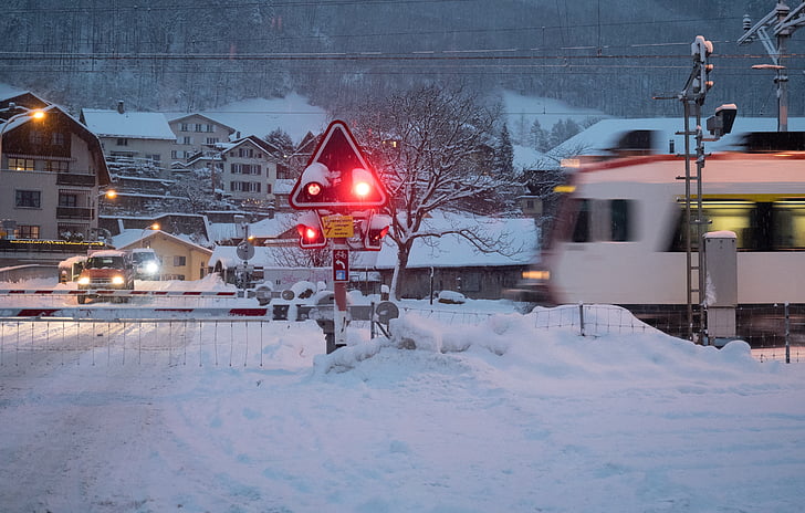 vlakem, SBB, sníh, Glarus, s bahn, Zimní, Švýcarské spolkové dráhy