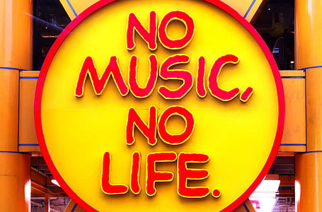 Nej, musik, liv, ingen musik, intet liv, tegn