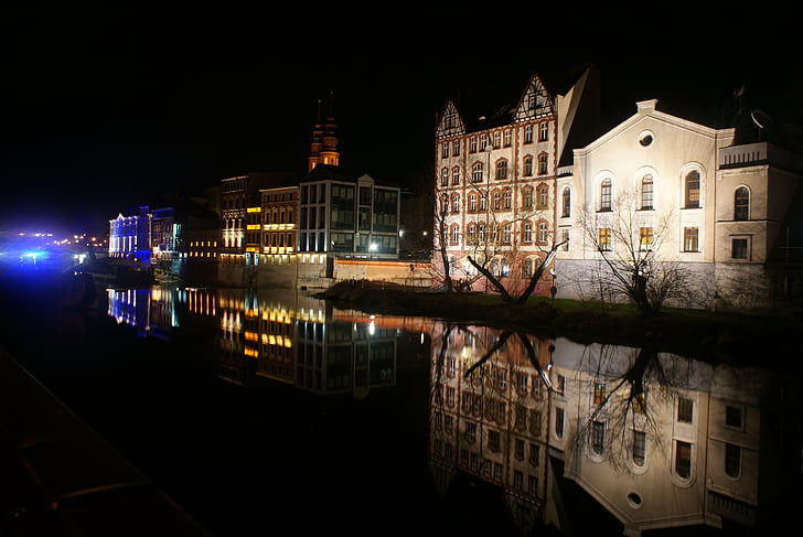 Opole, Venezia di Opole, leat, Foto night, notte, Opole entro la notte, città di notte