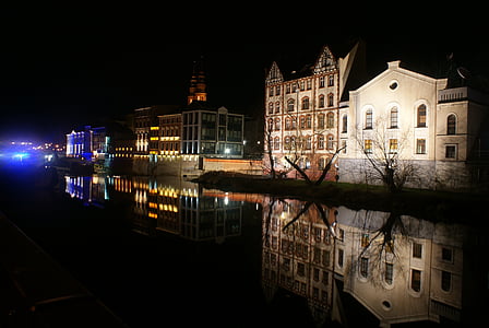 Opole, Venecia de Opole, LEAT, Foto noche, noche, Opole por noche, ciudad de noche