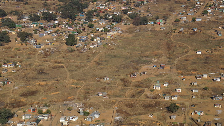 vue aérienne, Settlement, paysage, ville, ville, village, scène