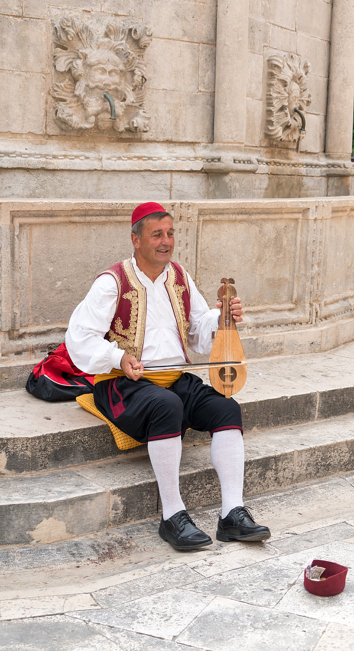 musiker, Kroatien, Dubrovnik, musik, utföra, Visa, performer