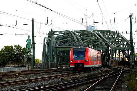 railway bridge, cologne, hohenzollern bridge, bridge, rhine, river, metal
