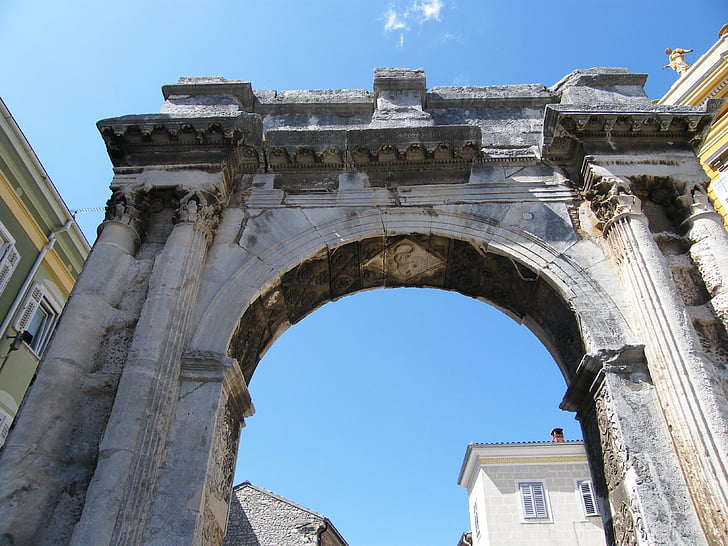 Pula, Arch, gamla, romerska, Kroatien