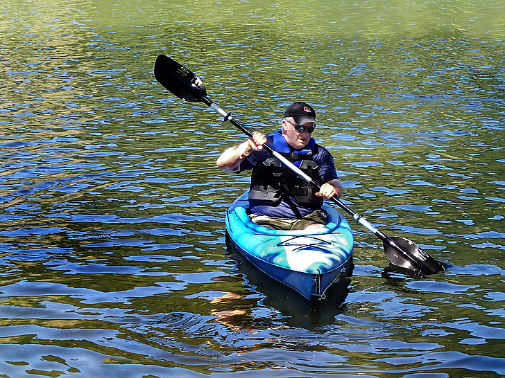 kayak, paddling, water, lake, summer, nature, outdoor