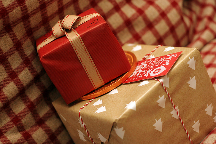 Коледен подарък, панделка, карта, подарък, Коледа, настоящите, празник