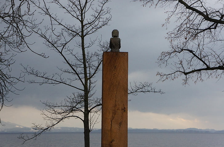 Chiemsee, skulptuur, Bavaria, istuda, Vaata, vaikne, ülejäänud
