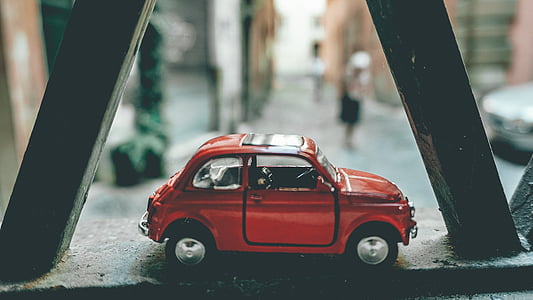 Прозорец, червен, maquette, кола, улица, път, модел