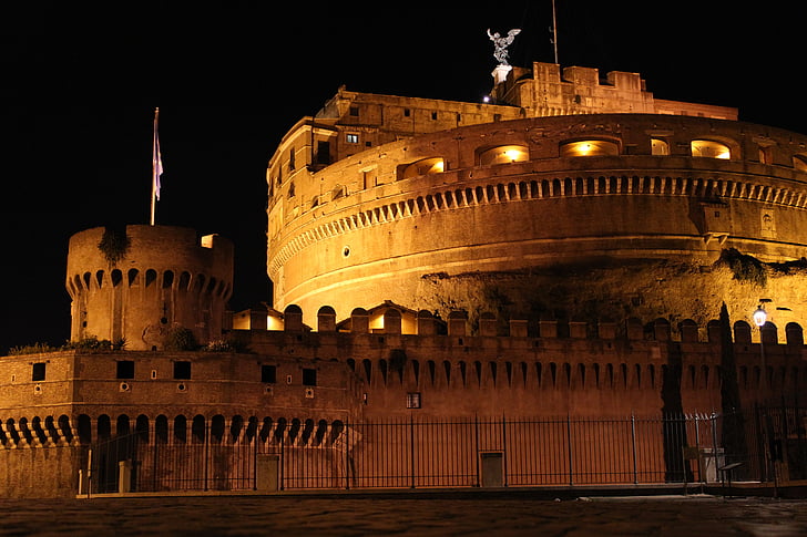 Borg, noite, luz, Castelo, Fortaleza, Roma, Fort