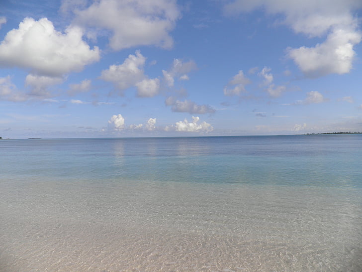 Ocean, vody, Sky, Beach, Bahamy, Tropical, Ostrov