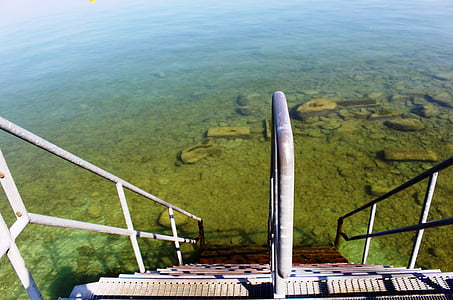 Göl, merdiven, giriş, metal konstrüksiyon, su, Boyama, Konstanz Gölü
