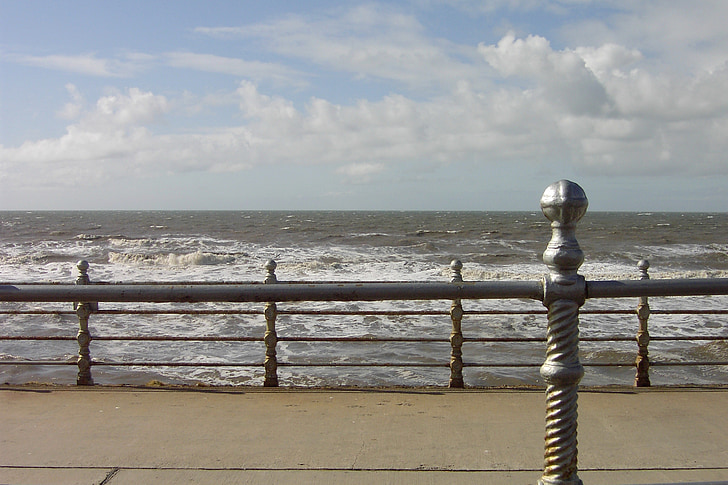 Blackpool, okeāns, jūra, promenāde, pludmale, smilts, Anglija