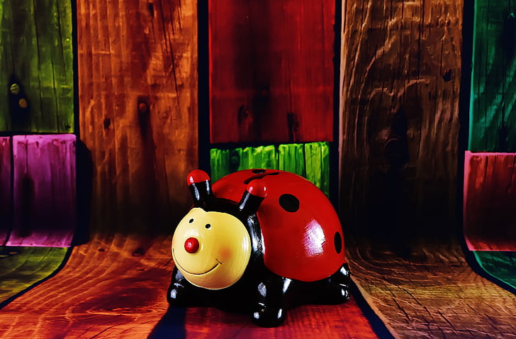 Ladybug, figur, Lucky ladybug, rød, bille, farge, fargerike