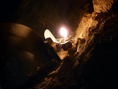洞窟, 洞窟探検, 洞窟探検, ヘルム, 光, 超硬, ランプ