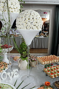 roses, blanc, décoration de table, arrangement floral, fleurs, secteur
