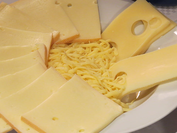 peynir, rendelenmiş, diskler, raclette peynir, raclette, Gouda, emmental