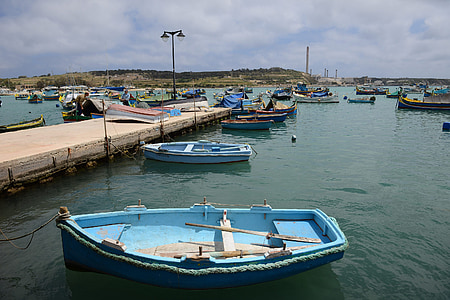 malta, gozo, blue, boats, sea, water, coast