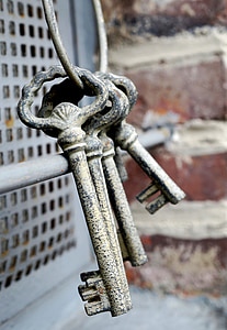 raktas, raktų pakabukas, senas, metalo, geležies, uždaryti, saugumo