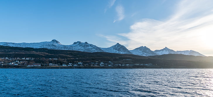 norway coast, seven sisters, mountain range, scandinavia, scenic, fjord, norwegian