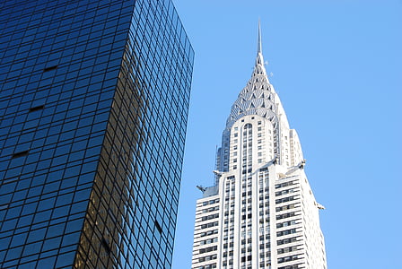 New york, Chrysler building, wolkenkrabber, hemel, stad, wolkenkrabbers, het platform