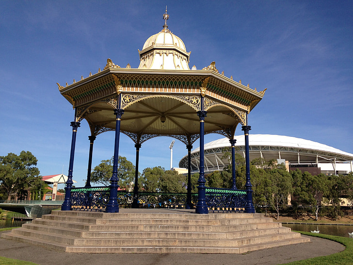 Rotunda, Adelaide, penatua park, Sungai, arsitektur, Torrens, Kolam