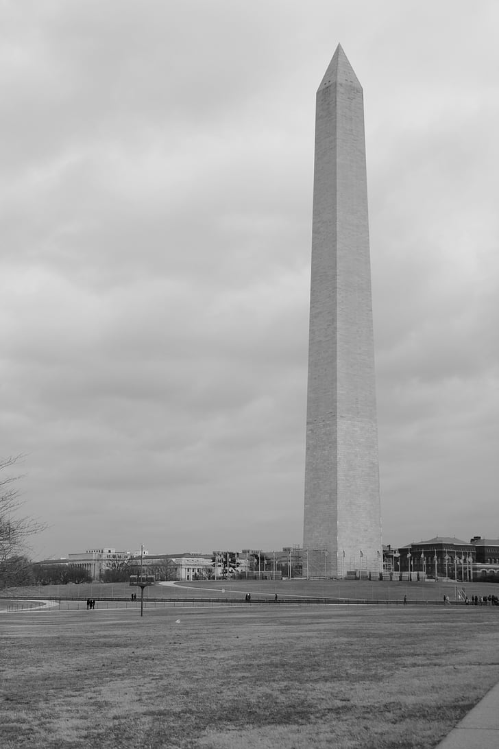 washington, monument, district of columbia, obelisk, black and white, bw, b w