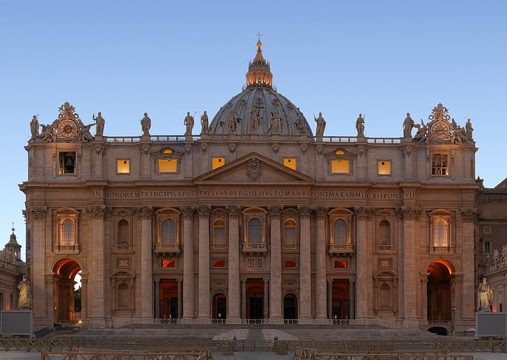 the basilica, rome, the vatican, church, architecture, cathedral of st peter, italy